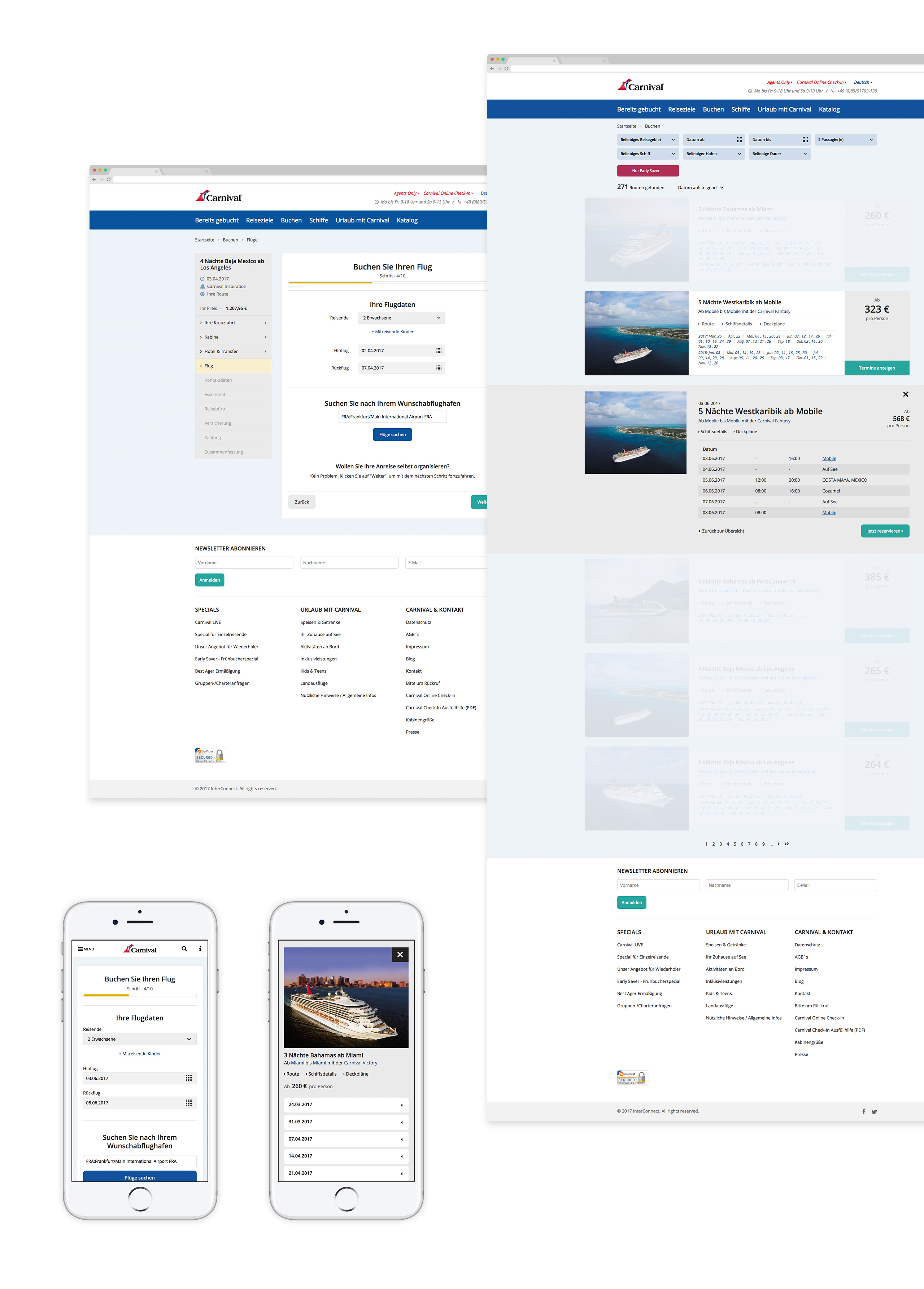 Carnival - The final booking process interface